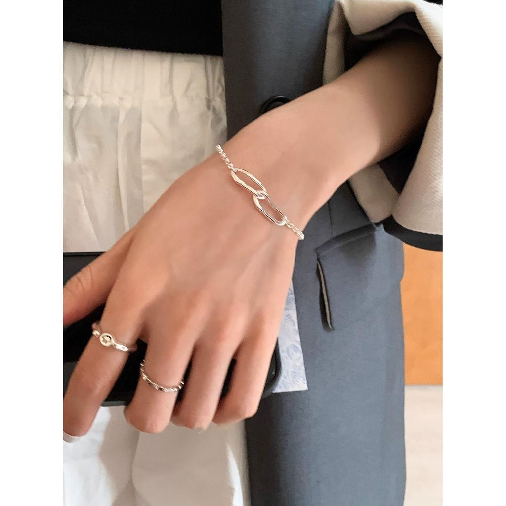 LT-16 Korean Version of Niche Design Chain Simple Silver Bracelet Women's Light Luxury Niche High-end