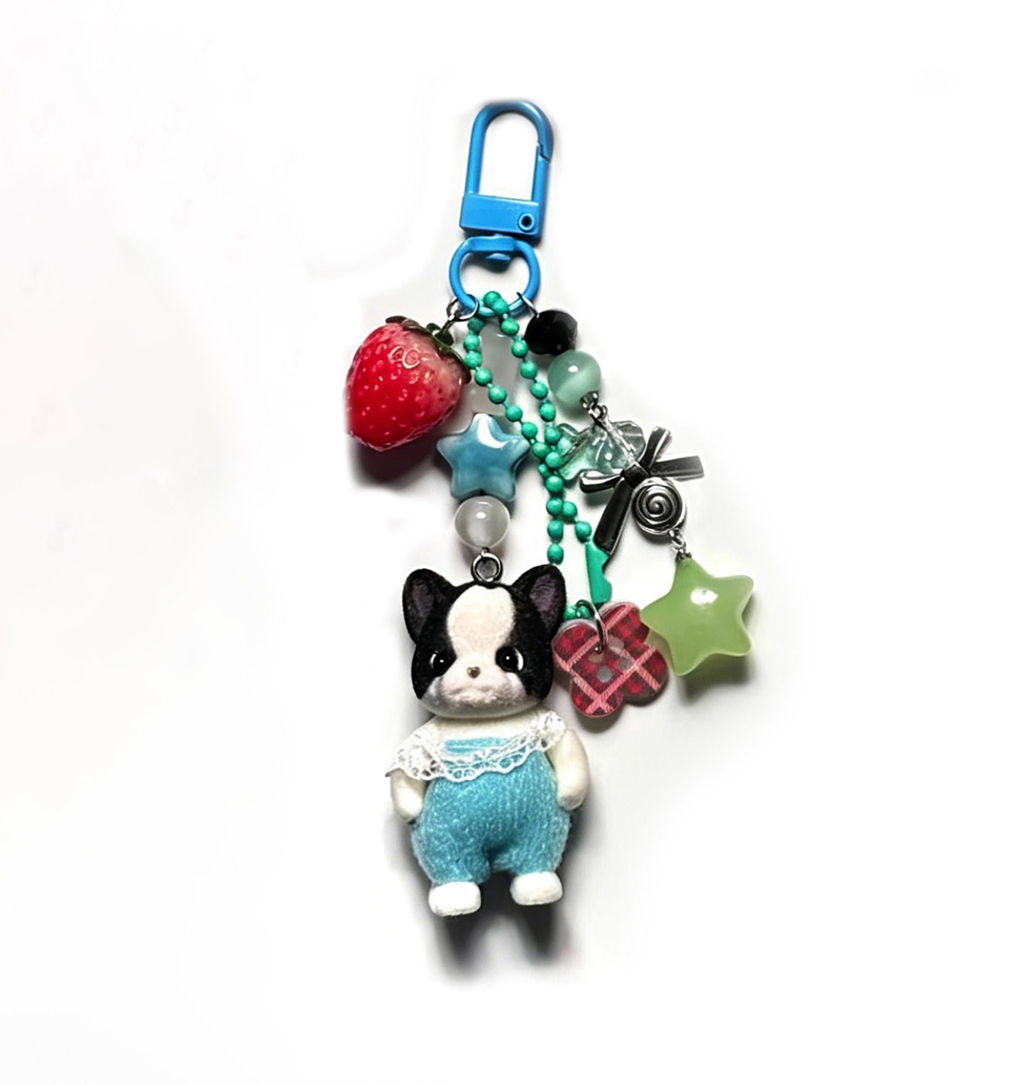 Beautiful Handmade Beads Calico Critters Cat Babies Keychain