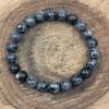 8mm Natural Larvakite Gemstone Round Beads Pretty Bracelet Unisex Black Stone Bracelet For Daily-Wear RBB-42