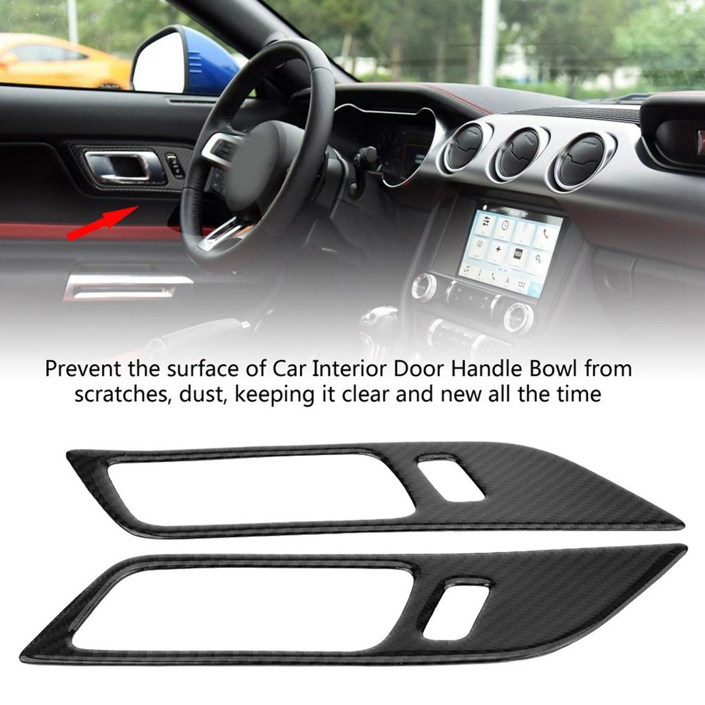 Carbon   Door Handle Bowl Cover Trim High Quality Scratch Resistant Car Interior Accessories for 2015 2017 Black 2pcs