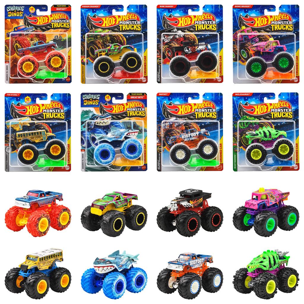 Hot Wheels Monster Truck Assorted Vehicle Mini Ages 164 Toys, Cars, 8-Car Box, 3+, Multi-Purpose, 983J-FYJ44