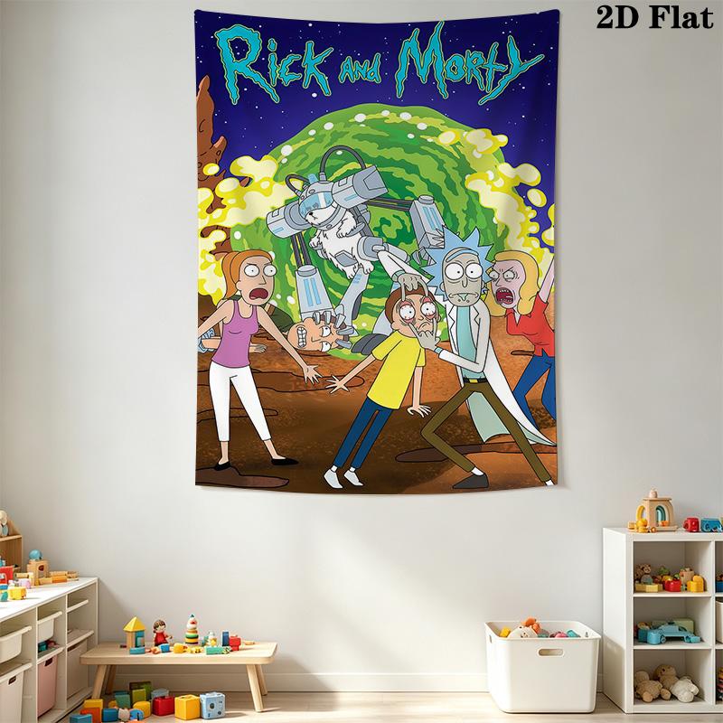 Rick Morty Cosmic Adventure Tapestry Fashion Print Wallmounted Homestay Soft Decoration Tapestry Soft Christmas Gift