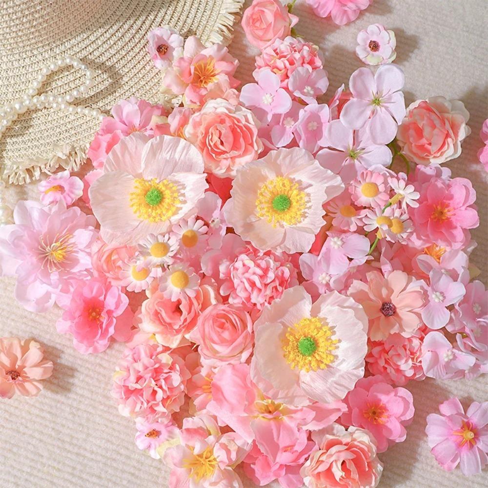 20/50Pcs Rose Artificial Flowers Heads Silk Simulation Daisy Flowers DIY Craft Supplies for Wedding Party Decor Home Decoration