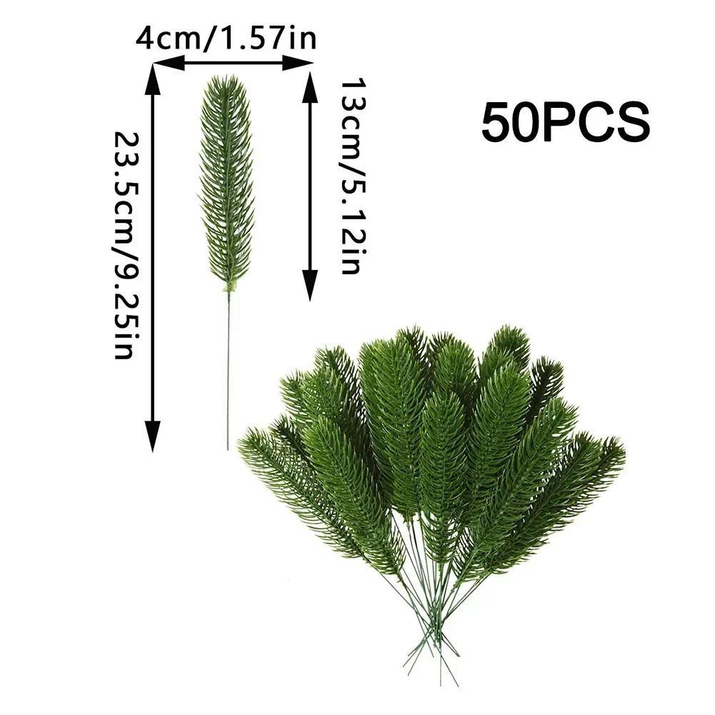 50pcs Realistic Green Artificial Pine Branches Wreath For DIY Home Christmas Decor Artificial Pine Needles And Branches Plastic