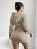 Autumn 2024 Ruffle Hooded Sweatshirt Dress with Side Drawstring for Women