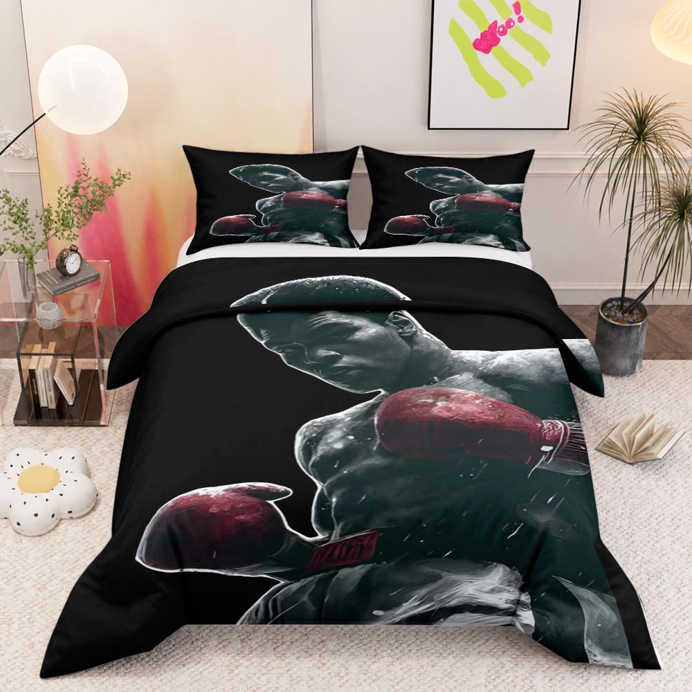 Muhammad Ali Boxing Red Gloves 3-Piece Bedding Set Duvet Cover and Pillowcases for Girls Room Decor