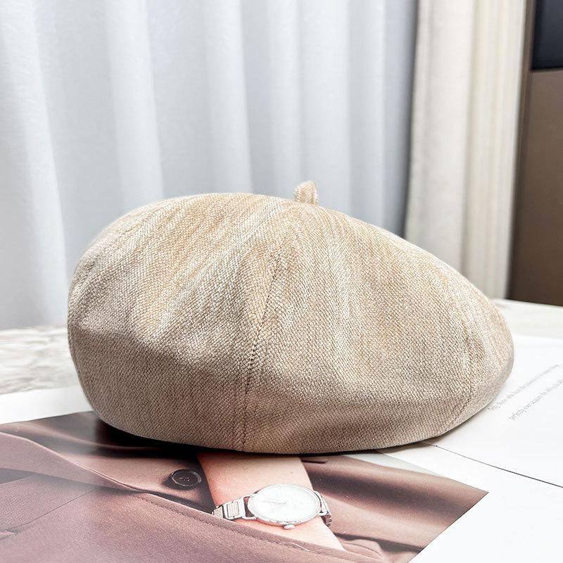 Spring And Autumn Korean Retro Solid Color Beret Women Travel Check-In Po Commuter Warm Fashion All-Match Painter Newsboy Cap