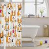 Puppy Shower Curtain Set Cartoon Corgi Shower Curtain for Teens Boys,Lovely Pup Dog Bath Curtain Doggy Cute Pet Toilet Lovely