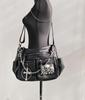 Punk Skull Patch Shoulder Bag Trendy Black Handbag Gothic Crossbody Strap Cute Crossbody Punk Bag