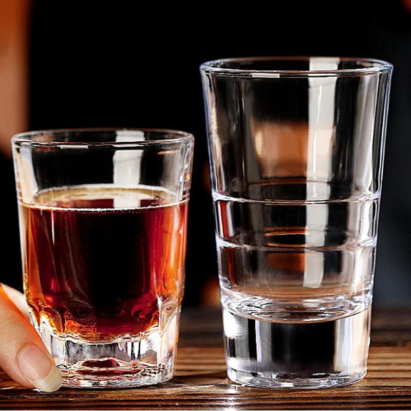 2pcs Shot Glass Set Baijiu Cup High Appearance for Restaurant Hotel High Foot Small Wine Cup Mini Cups Household Glass Wine Cup