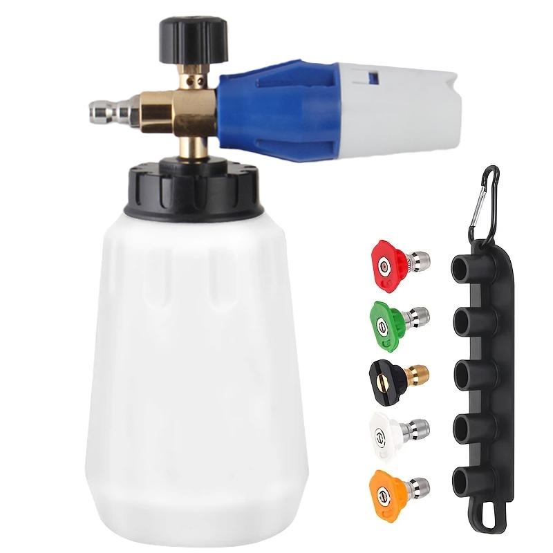 1L Adjustable Foam Cannon - 1/4" Quick Connect 5 Nozzles with Base, Battery-Free for Pressure Washers