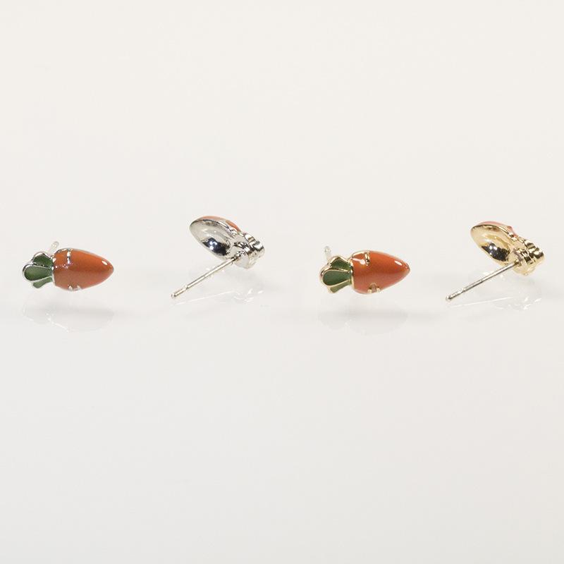S925 Silver Needle Earrings Female Korean Version Small Fresh Plant Vegetable Girl Heart Carrot Earrings Earrings Ears