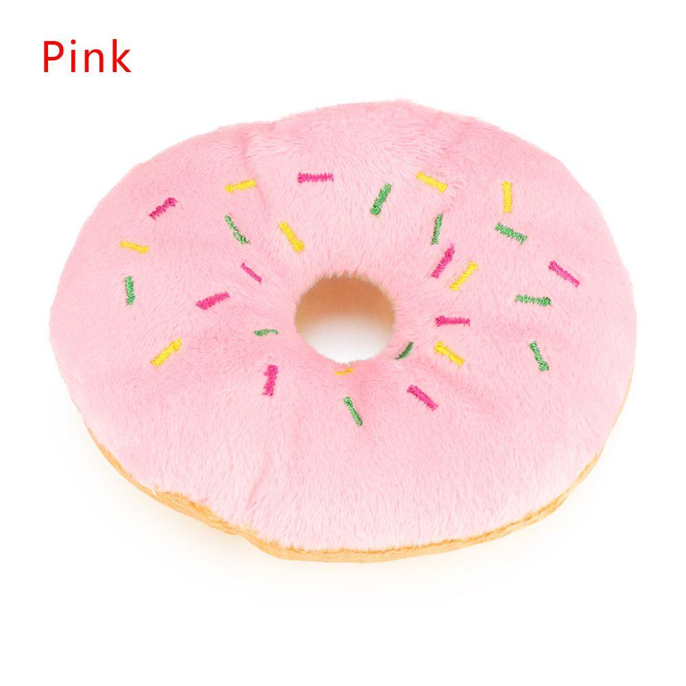 

Donut Puppy Chew Toys Dogs Bite Interactive Stuffed Sound Squeaky Toy Pet Supplies розовый
