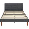 Bed Frame 140 X 200 Cm With Wooden Slatted Base Double Bed Upholstered In Linen Effect Storage Underneath Noise Free Gray