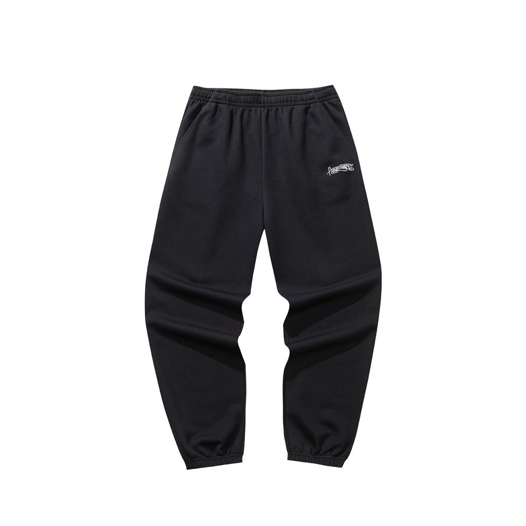 Anta Comfortable Breathable Loose Fit Cuffed Knitted Sports Pants Men bottoms Basic-Black 952638301-3