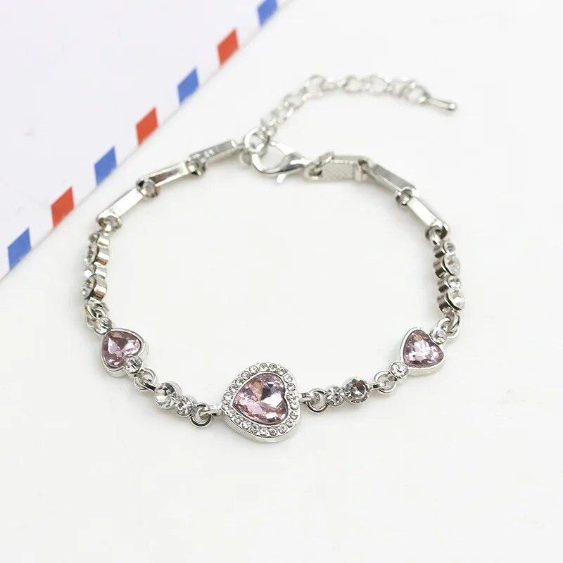 Fashion Heart of Ocean Pendant Bracelets New Shiny Blue Crystal Love  Bracelet for Women Valentine's Day Jewelry Wholesale