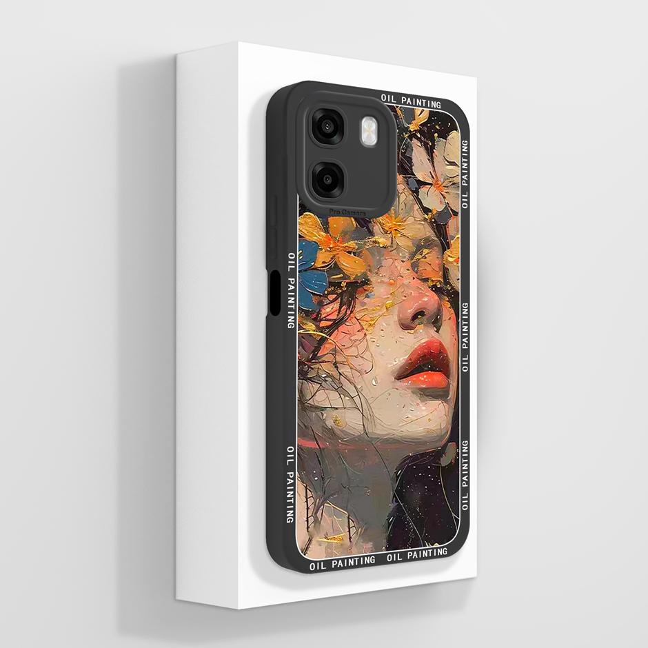 Cases For Oppo A6 A6x A6s 4G 5G Oil Painting Floral Liquid Silicone Shockproof Back Cover For OppoA6 A6x A6s Anti Scratch Fundas