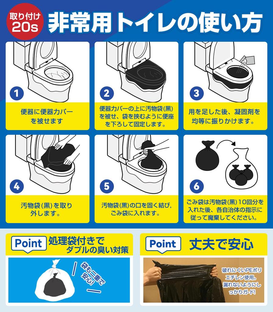 Fanxieast Easy Portable Powerful Portable Toilet by Disaster Prevention Shelf Emergency Toilet for Disaster Preparedness 120 Deodorizing Japanese