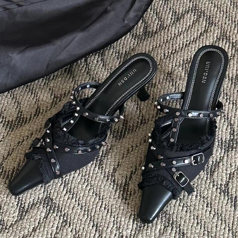 

Fashion Female Shoes For Thin High Heels Pointed Toe Elegant Ladies Sandals Slingbacks Slides Fashion 2025 Footwear Black Women Pumps 35 чёрный