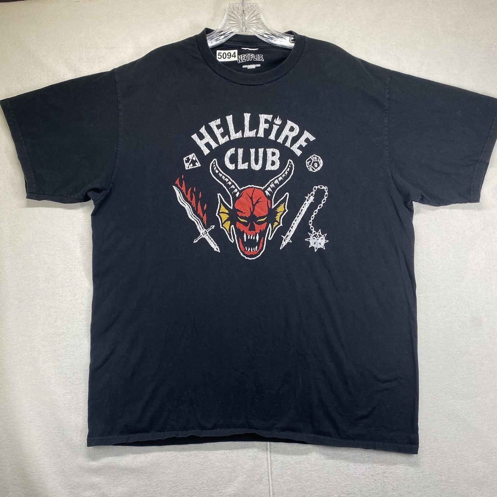 Netflix Stranger Things T Shirt Hellfire Club Short Sleeve Black Unisex T-Shirt XXXL