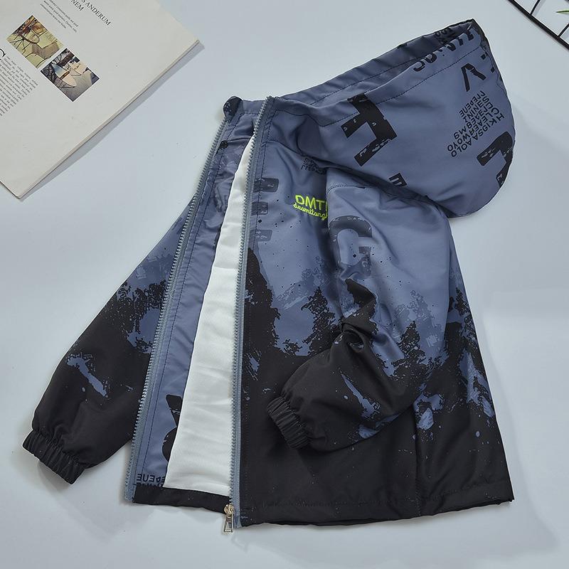Boys Kids Gradient Hooded Windbreaker Jacket Children Casual Spring Outerwear