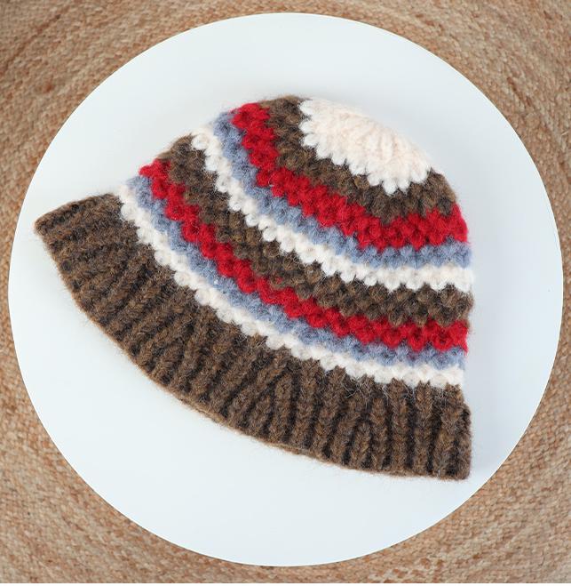 Bucket Hat For Outdoor, Women'S Autumn Winter Fisherman Hat Windproof Warm Korean Style Knit Cap, Small Face Fit (Beige/Black)