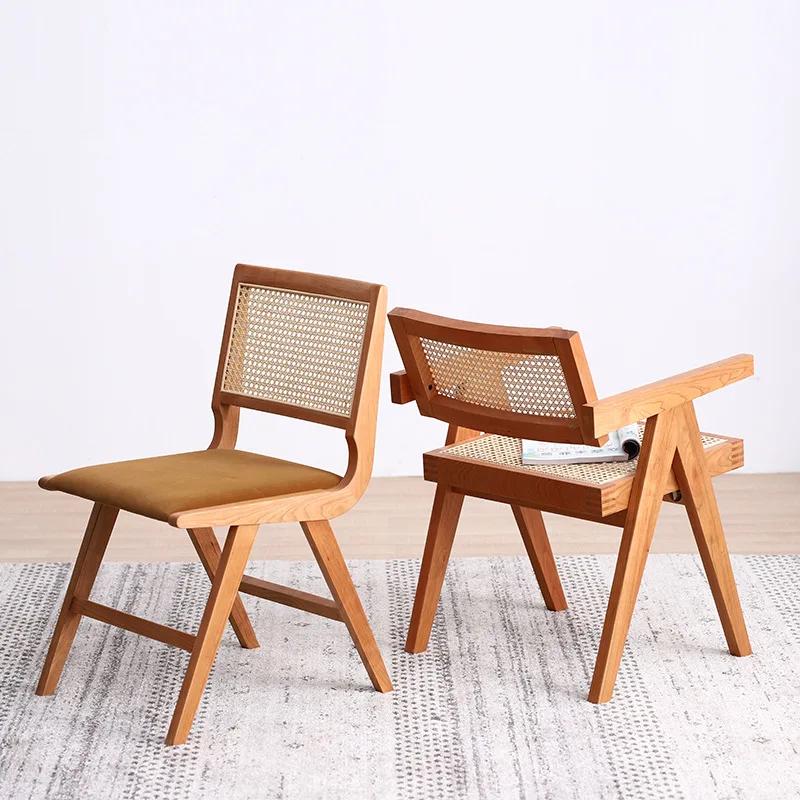 Retro Living Room Chairs Home Furniture Japanese Rattan Ancient Dining Chair Simple Armchair Nordic Home Stay Single Sofa Chair
