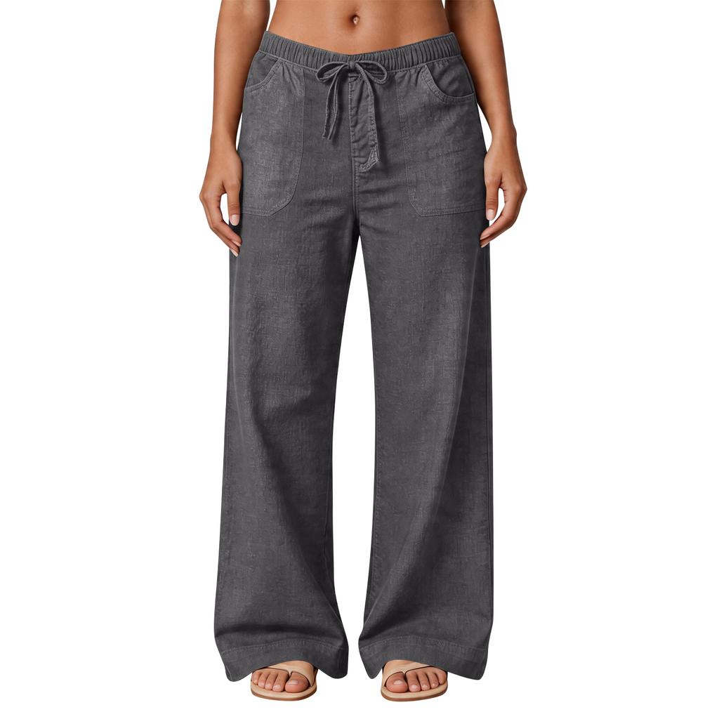 Women's Loose-fitting Wide-leg Pants, Casual Loose-fitting Pants, High-elastic Waistband, Long Pants With Pockets
