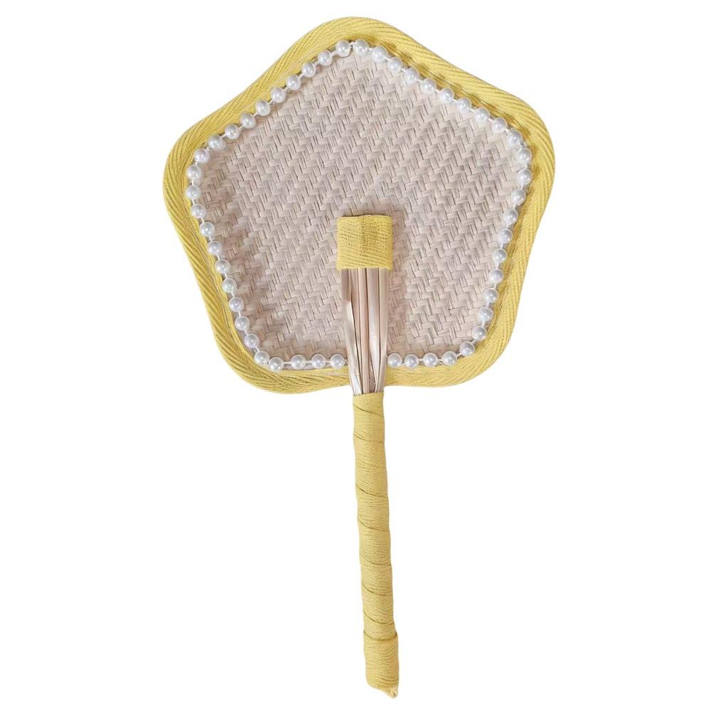 

Colorful Straw-Woven Fan Woven Texture Cattail Fan Cute Design Manual Fan Summer жёлтый