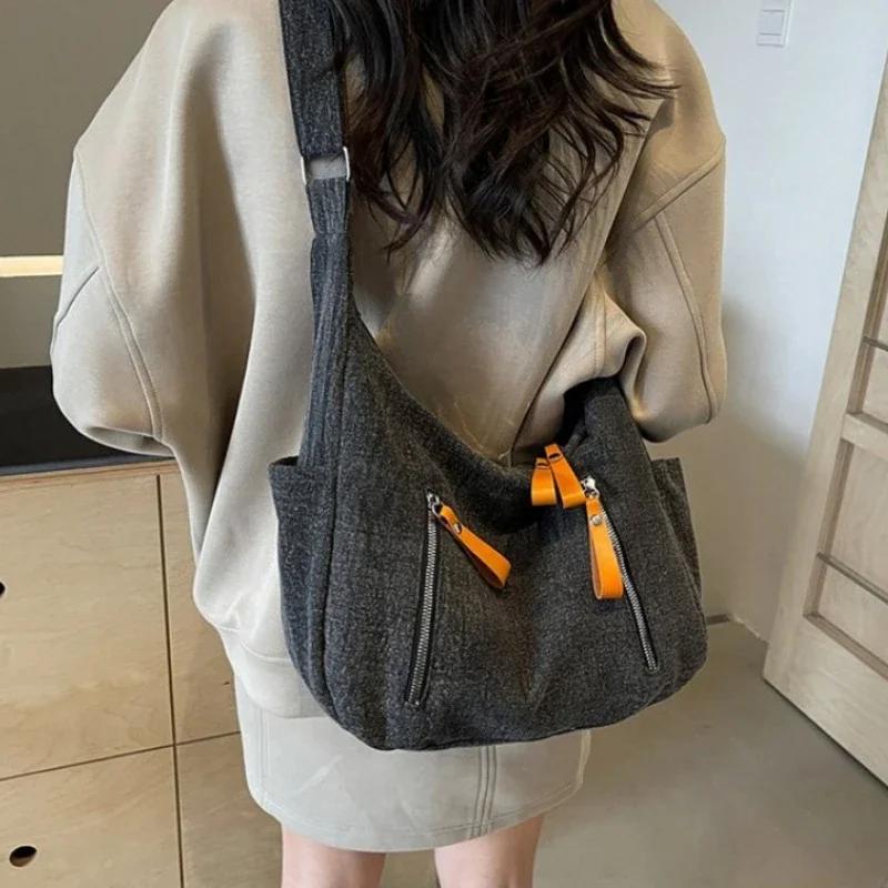 Casual Versatile Denim Zipper Women's Crossbody Bag Exquisite Retro Simple Shoulder Bags 2026 Fashi Large Capacity Tote Bag