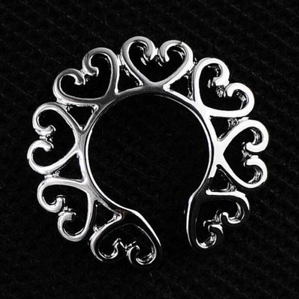 Sexy Silver Surgical Steel Non Piercing Clip On Heart Design Nipple Ring Shield