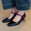 Women's Mary Janes Shoes New High Quality Pumps Unique High Heels Dress Shoes Square Toe Shallow Buckle Strap Women's Shoes