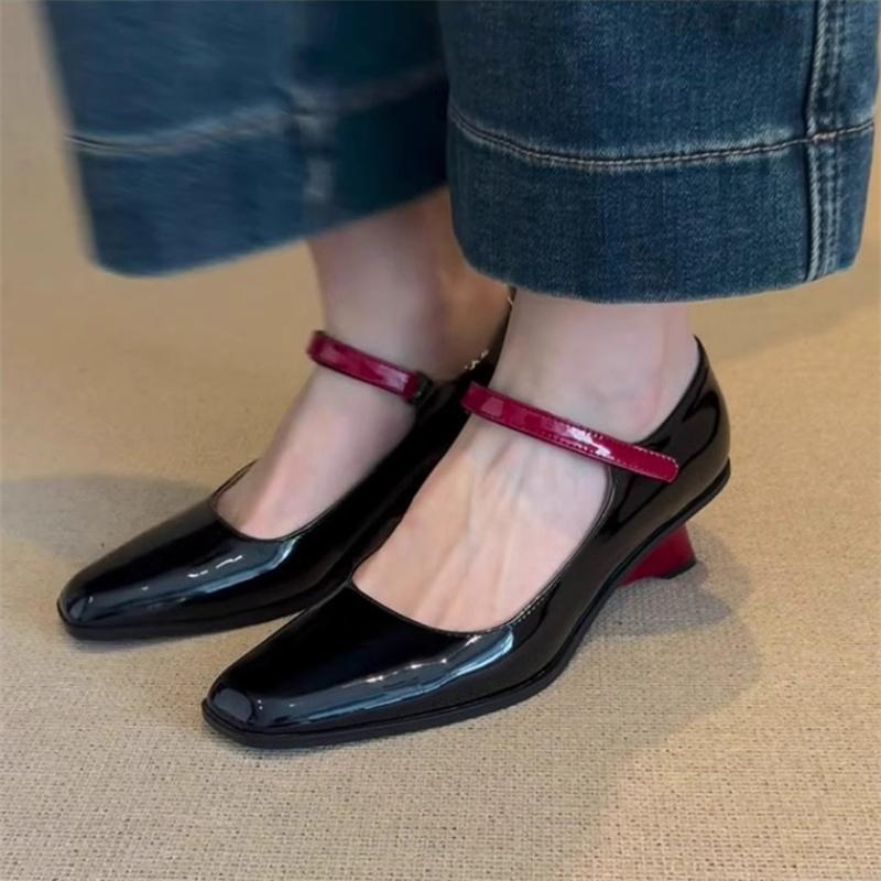 Women's Mary Janes Shoes New High Quality Pumps Unique High Heels Dress Shoes Square Toe Shallow Buckle Strap Women's Shoes