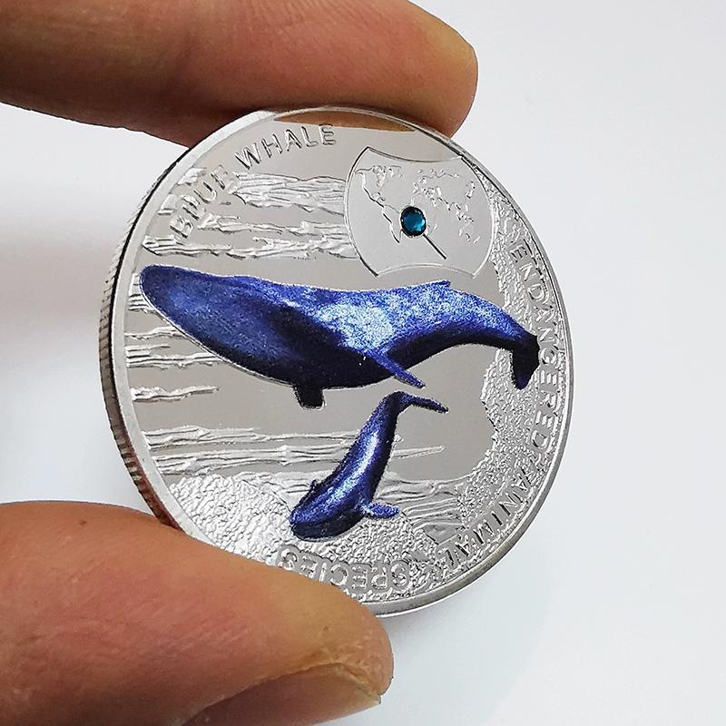 Australia, Cherish Wildlife Commemorative Coin, Deep Sea Blue Whale Commemorative Medal Silver Plated Coin