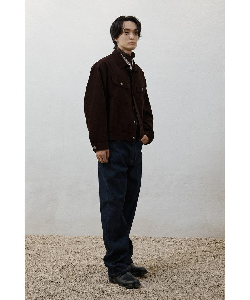 Youth Corduroy Textured Jacket - Brown
