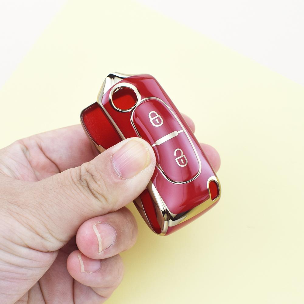 2/3 Buttons Fashion Gold Edge TPU Car Remote Key Case Cover Shell Fob Holder For Peugeot 607 3008 5008 107 207 307 308 407 For Citroen Xsara C5 C6 C8