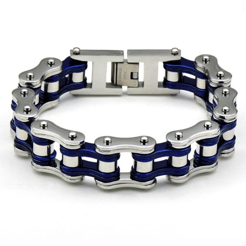 Punk Pulseiras e Braceletes Laranja de Bicicleta para Homem Preto Corrente de Motocicleta Pulseira Homem Mulher Aço Inoxidável Joias de Pulso Biker