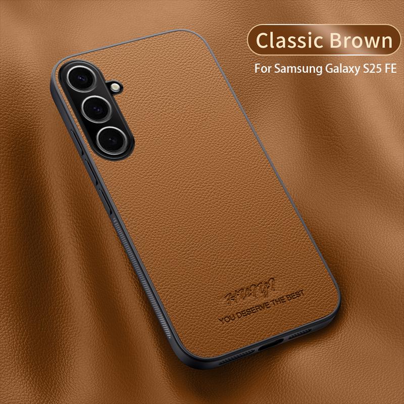 Luxury Business Leather Soft Frame Magnetic Cover For Samsung Galaxy S25 FE S25FE 5G Phone Cases Capa