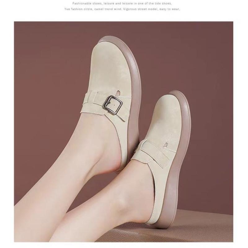 Fashion 2025 Hot Sale Women's Shoes Closed Toe Women's Slippers Fashion Belt Buckle Casual Slippers Women New Plus Size Flat Slippers