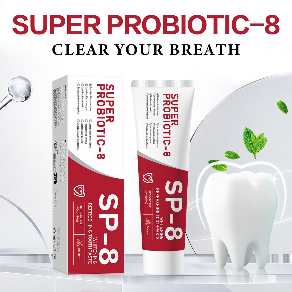 SP-8 Probiotic Toothpaste,Hydroxyapatite Repair for Oral Care Deeply Clean,Removes Stains,Fresh Breath Keep Mouth Health 120g