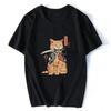Japanese Cat Anime Neko RaUnisex T Shirt Unisex Women Aesthetic Loose Breathable Vintage Tshirt Harajuku Streetwear Camisetas Hombre