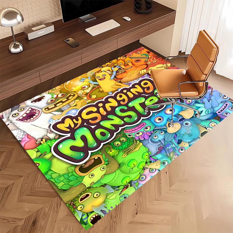 1pc My Singing Monsters Print Area Rug - Soft, Washable Non-Slip Indoor Mat, Living Room, Home Office Decorative Rug,Office Decorative