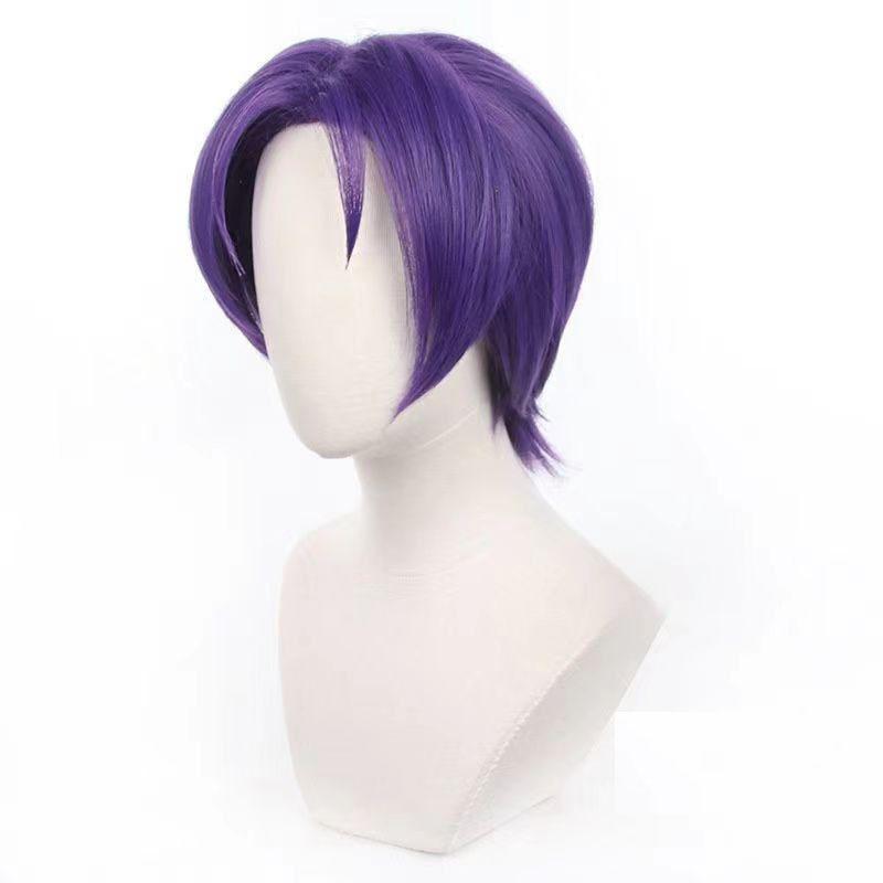 Perucă de înaltă calitate pentru cosplay Anime Blue Lock Reo Mikage, 32 cm, păr scurt, rezistent la căldură, Halloween, joc de rol + capac pentru perucă