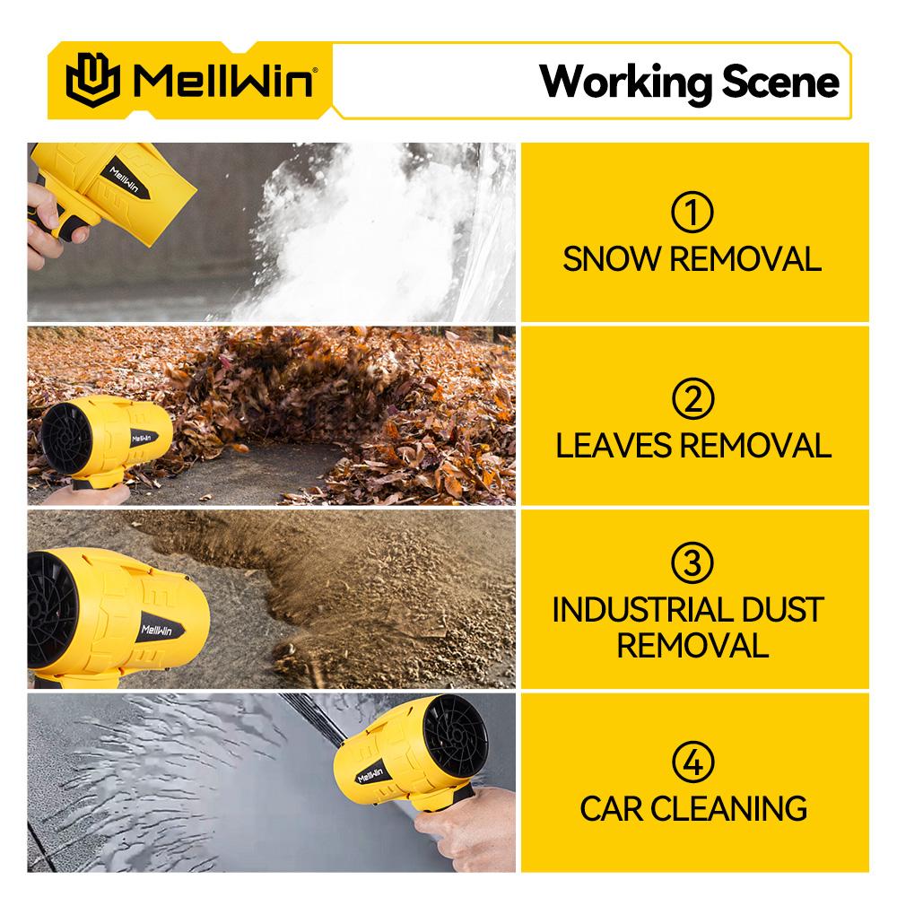 MELLWIN Brushless Electric Turbo Fan Blowers Jet Violent Handheld Leaf Blower Dust Blowing for Makita 18V Battery Pins