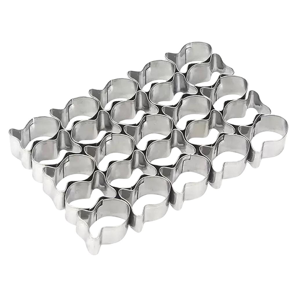 Stainless Steel 25-Grid Mini Fish Bone Shaped Cookie Cutter Biscuit Mold Embossing Tool for Baking and Pastry Making