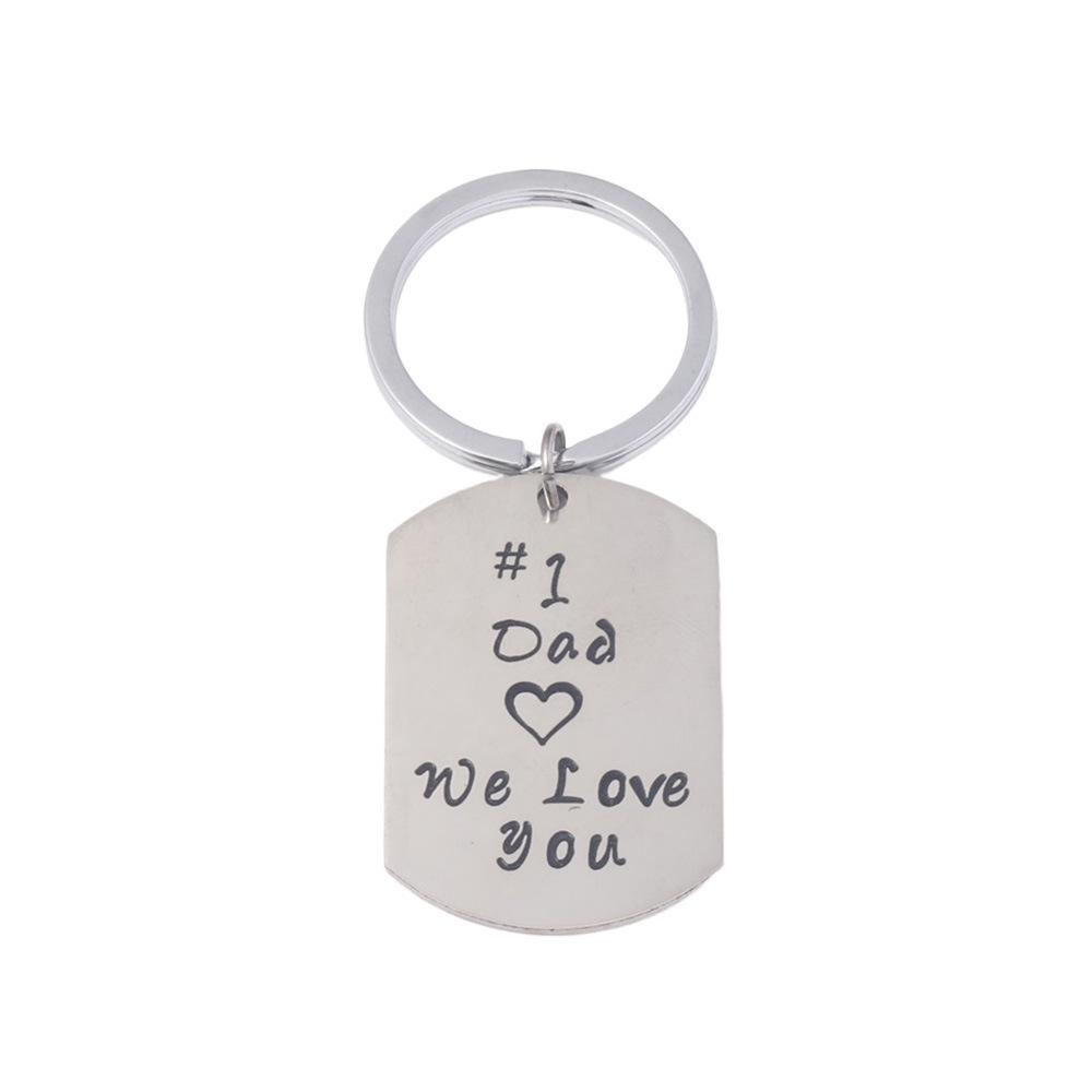 Personalized Keychain Accessories, Father'S Day English Lettering Stainless Steel Pendant Keychain