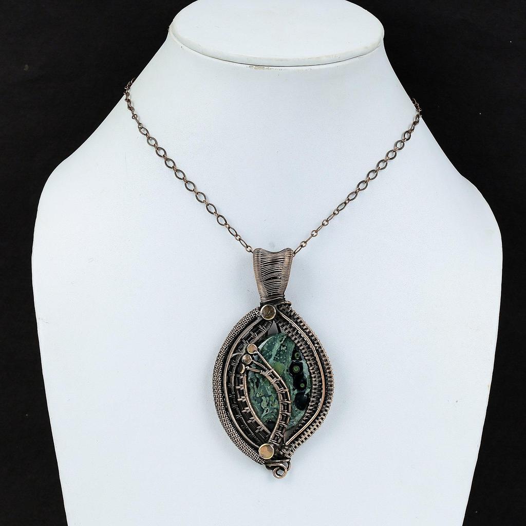 Pandantiv Jasp Kambaba Pandantiv Înfășurat în Sârmă de Cupru Pandantiv Făcut Manual Bijuterii cu Piatră Prețioasă Naturală Pandantiv Făcut Manual Cadou de Logodnă Bijuterii din Cupru