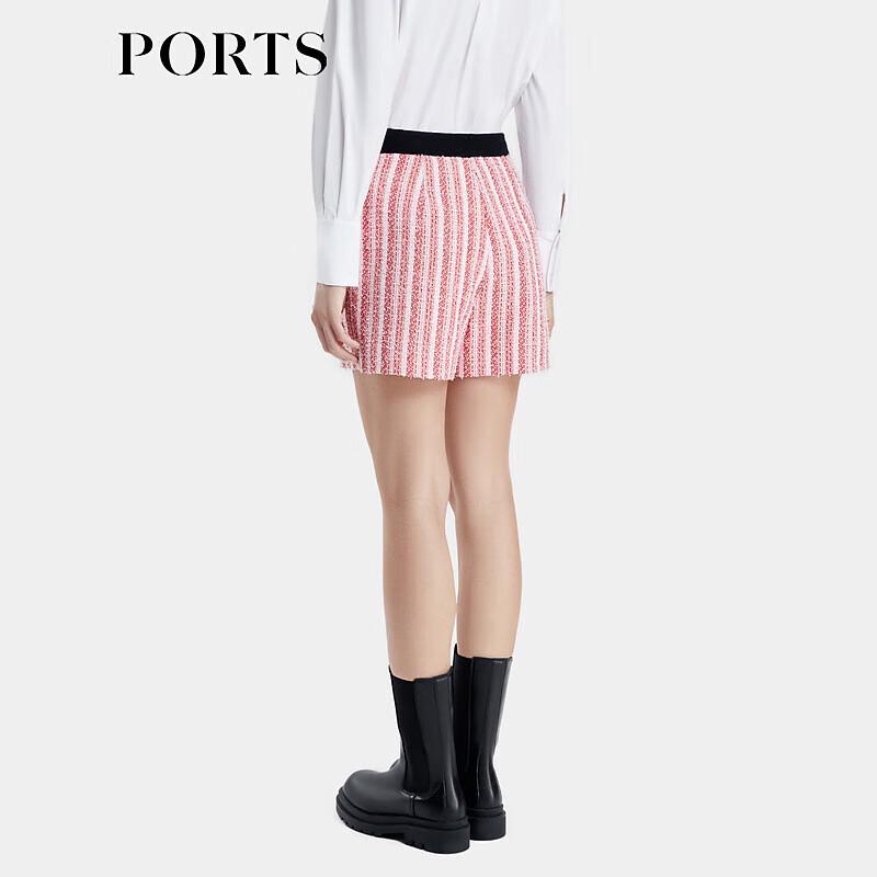 PORTS Women's Elegant Striped Tweed Casual Shorts