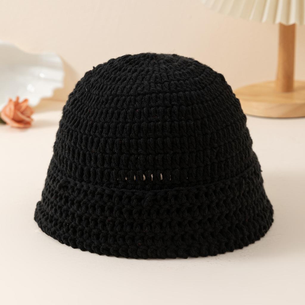 Handmade Crocheted Watermelon Skin Woolen Hat Women'S Knitted Hat Warm And Thick Ear Protection Hat Solid Color Cold Hat