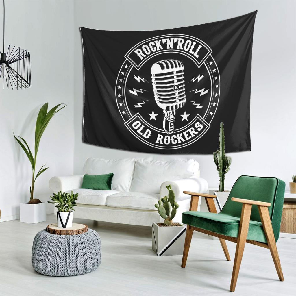 Microphone Rock And Roll Rockabilly Tapestry Decor Art Aesthetic Tapestries for Living Room Bedroom Home Wall Cloth Wall Hanging